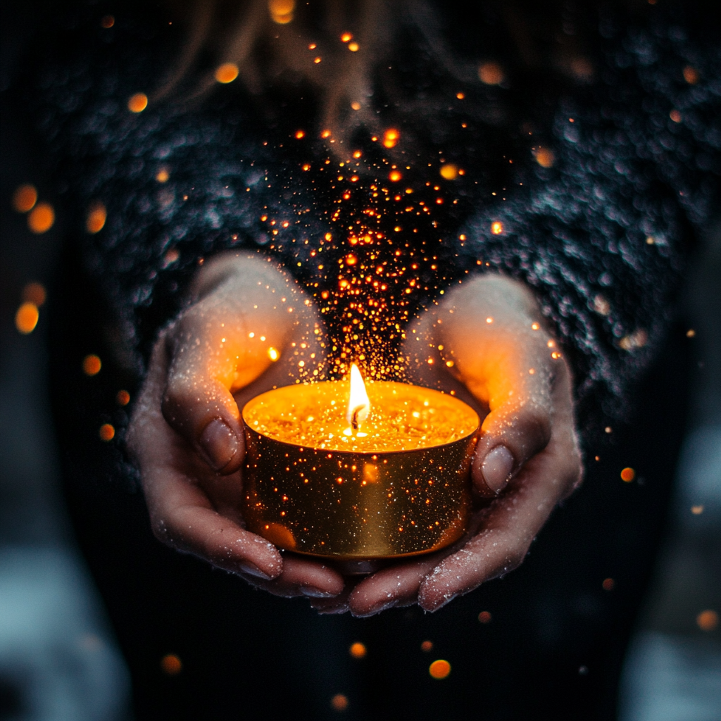 person holding candle